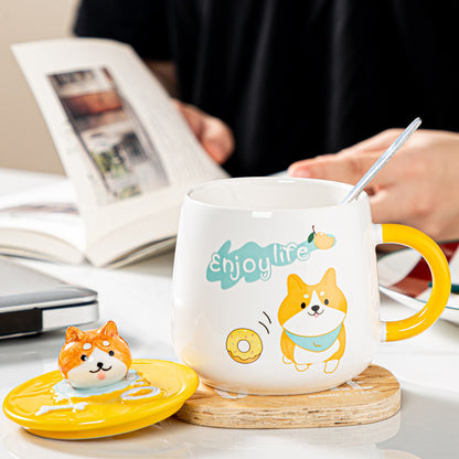 Ceramic Corgi Mug With Lid | Corgi Gifts | The Corgi Shop