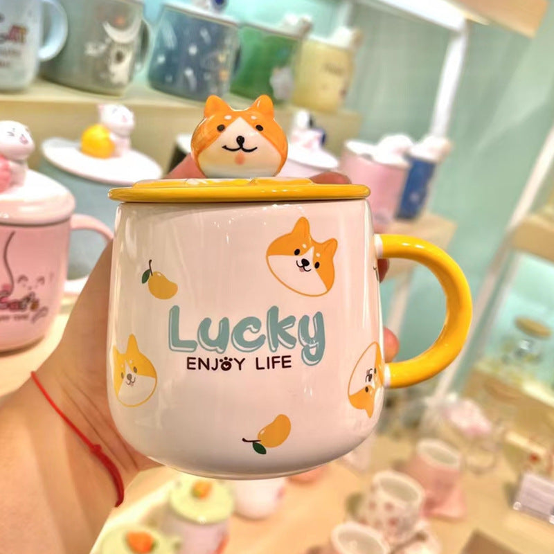 Ceramic Corgi Mug With Lid | Corgi Gifts | The Corgi Shop